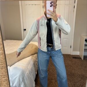 The North Face Cream and Pink Teddy Fleece Jacket